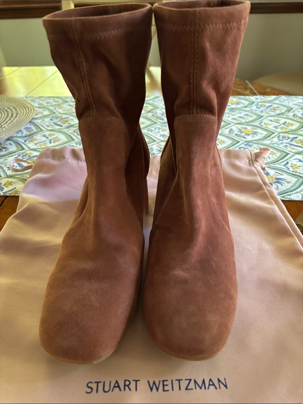 Stuart Weitzman Suede Ankle Boots in Chestnut Brown